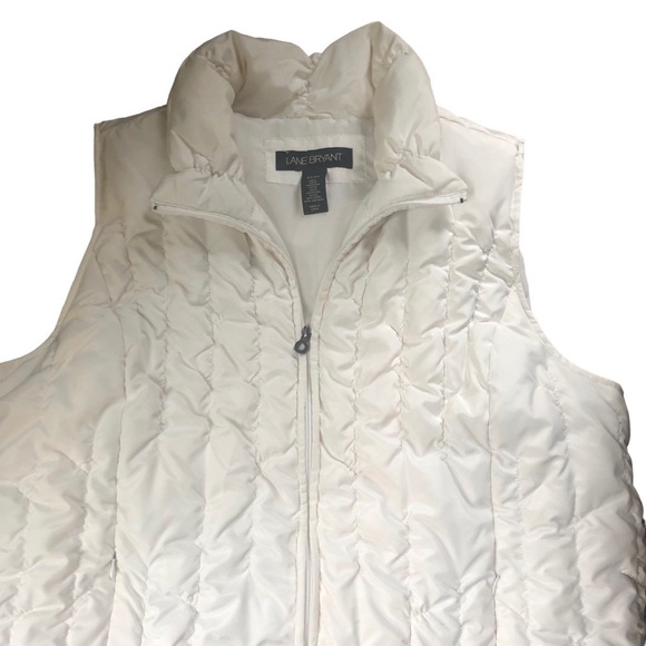 Lane Bryant Down Feather Puffer Vest White 22/24 Zip Pockets Quilted Warm Cozy - Picture 2 of 4